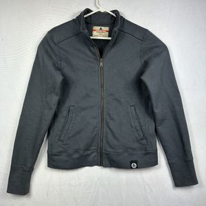 American Giant Moto Sweatshirt Jacket Womens Large Gray Full Zip Fleece USA